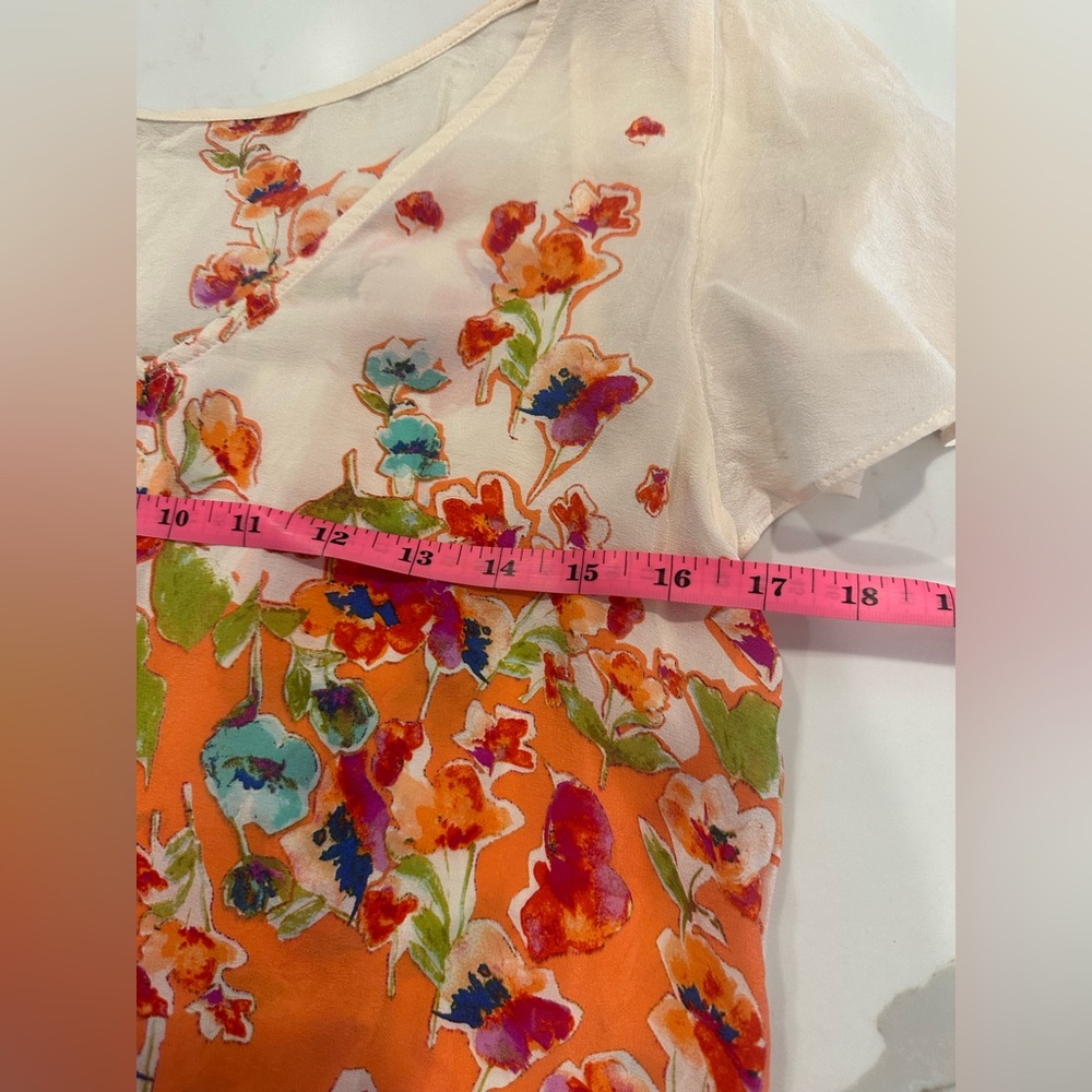 Anthropologie Maeve Orange Floral Short Sleeve Top - Picture 10 of 11